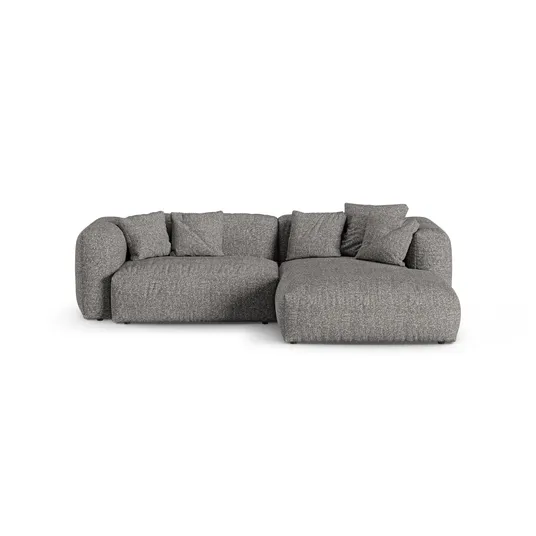 Boucle Modular Right Corner Sofa, "Martina", 2 Seats, 280x176x75, Graphite