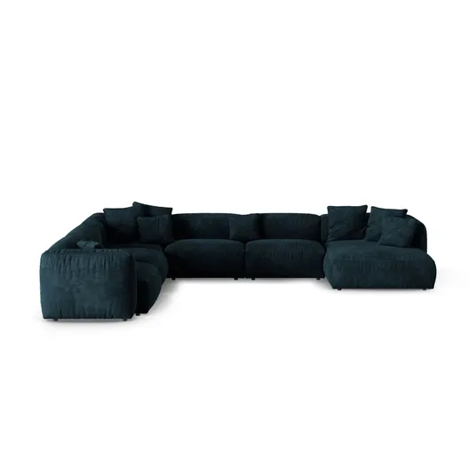 Velvet Modular Left Corner Sofa, "Martina", 6 Seats, 420x330x75, Deep Petrol