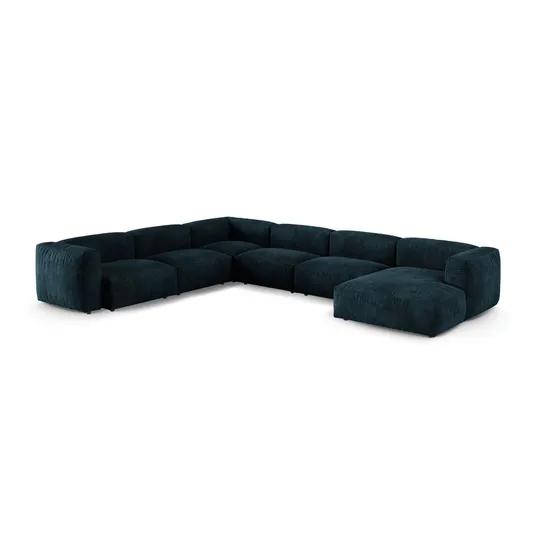 Velvet Modular Left Corner Sofa, "Martina", 6 Seats, 420x330x75, Deep Petrol