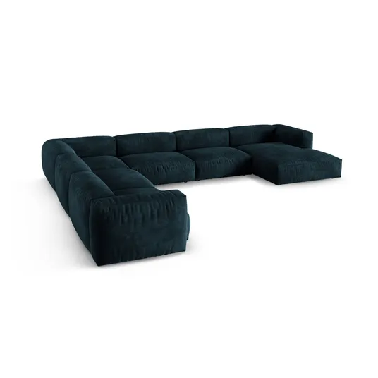 Velvet Modular Left Corner Sofa, "Martina", 6 Seats, 420x330x75, Deep Petrol