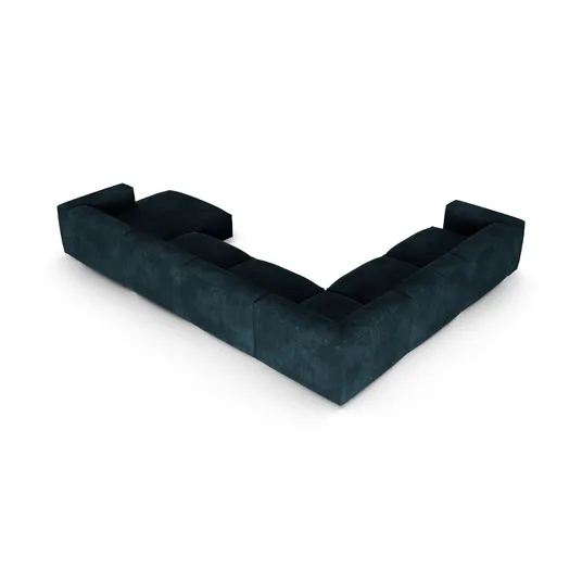 Velvet Modular Left Corner Sofa, "Martina", 6 Seats, 420x330x75, Deep Petrol