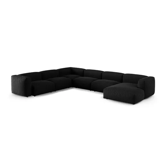 Modular Left Corner Sofa, "Martina", 6 Seats, 420x330x75, Black