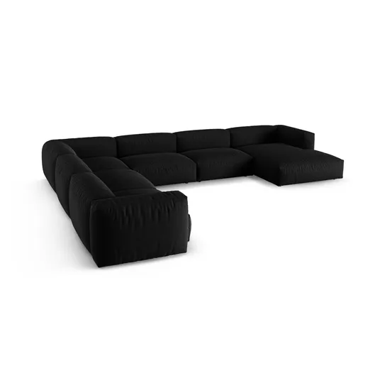 Modular Left Corner Sofa, "Martina", 6 Seats, 420x330x75, Black