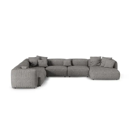 Boucle Modular Left Corner Sofa, "Martina", 6 Seats, 420x330x75, Graphite