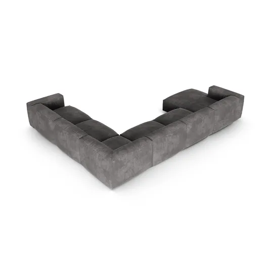 Velvet Modular Right Corner Sofa, "Martina", 6 Seats, 420x330x75, Grey