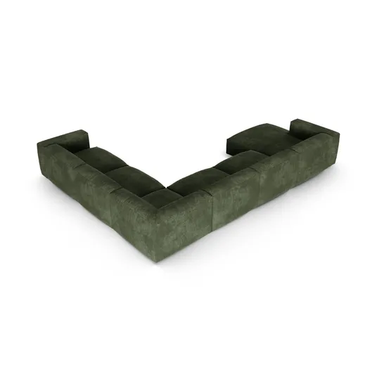 Velvet Modular Right Corner Sofa, "Martina", 6 Seats, 420x330x75, Green