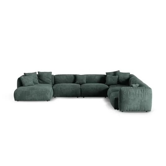 Velvet Modular Right Corner Sofa, "Martina", 6 Seats, 420x330x75, Petrol