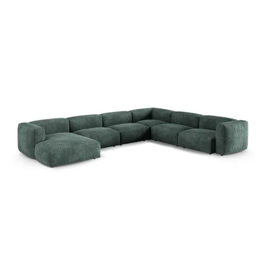 Velvet Modular Right Corner Sofa, "Martina", 6 Seats, 420x330x75, Petrol