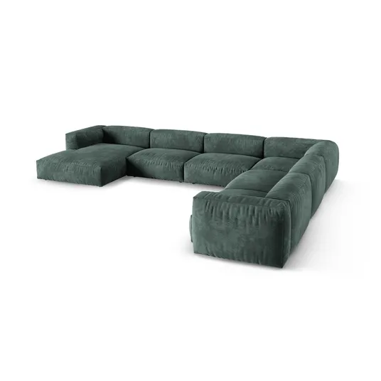 Velvet Modular Right Corner Sofa, "Martina", 6 Seats, 420x330x75, Petrol