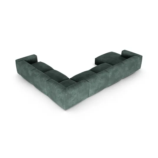 Velvet Modular Right Corner Sofa, "Martina", 6 Seats, 420x330x75, Petrol