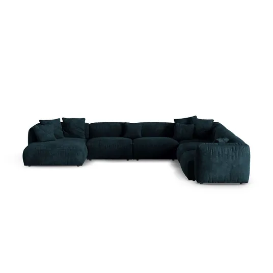 Velvet Modular Right Corner Sofa, "Martina", 6 Seats, 420x330x75, Deep Petrol