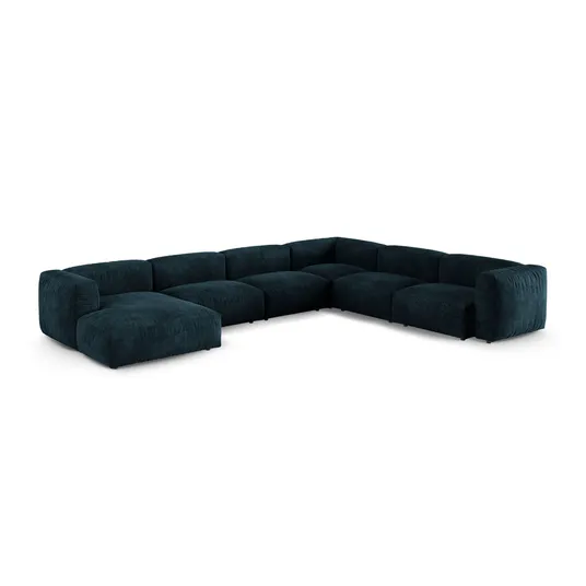 Velvet Modular Right Corner Sofa, "Martina", 6 Seats, 420x330x75, Deep Petrol
