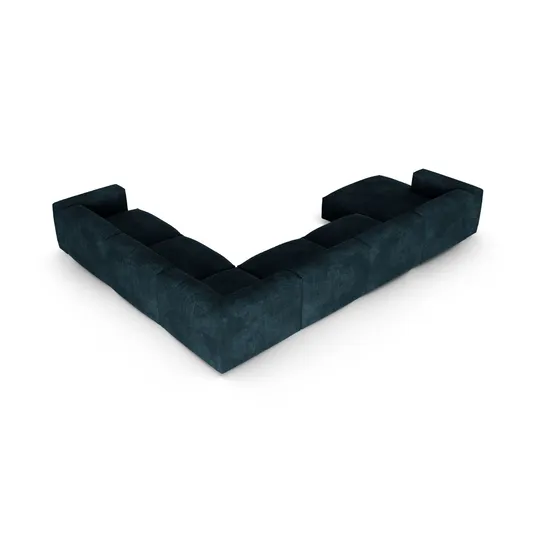 Velvet Modular Right Corner Sofa, "Martina", 6 Seats, 420x330x75, Deep Petrol