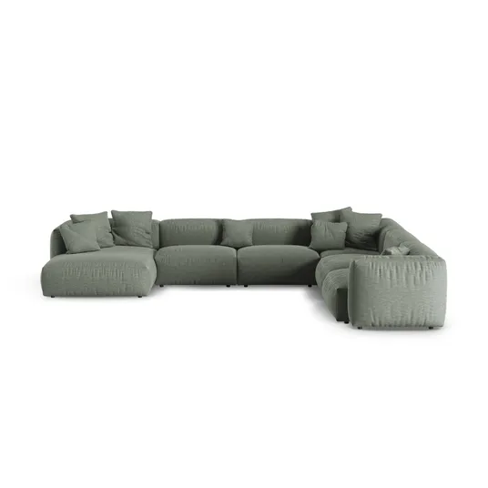 Modular Right Corner Sofa, "Martina", 6 Seats, 420x330x75, Moss Green