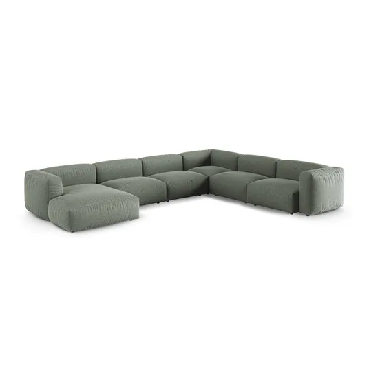 Modular Right Corner Sofa, "Martina", 6 Seats, 420x330x75, Moss Green