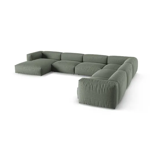 Modular Right Corner Sofa, "Martina", 6 Seats, 420x330x75, Moss Green