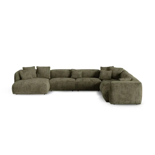 Modular Right Corner Sofa, "Martina", 6 Seats, 420x330x75, Moss Green
