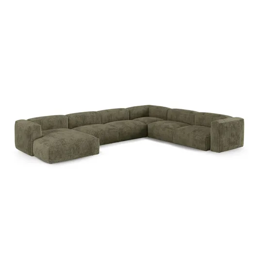 Modular Right Corner Sofa, "Martina", 6 Seats, 420x330x75, Moss Green