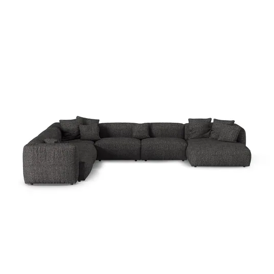 Boucle Modular Left Corner Sofa, "Martina", 6 Seats, 420x330x75, Anthracite