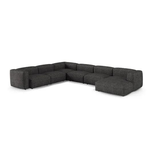 Boucle Modular Left Corner Sofa, "Martina", 6 Seats, 420x330x75, Anthracite