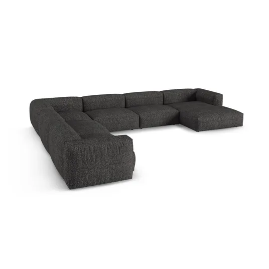 Boucle Modular Left Corner Sofa, "Martina", 6 Seats, 420x330x75, Anthracite