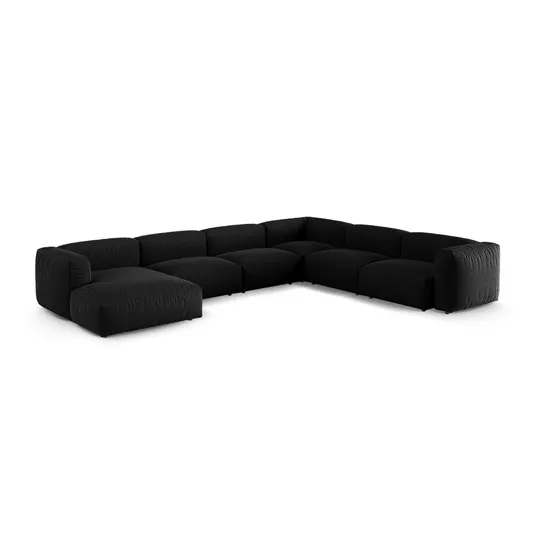 Modular Right Corner Sofa, "Martina", 6 Seats, 420x330x75, Black