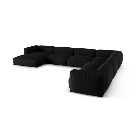 Modular Right Corner Sofa, "Martina", 6 Seats, 420x330x75, Black