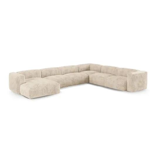 Modular Right Corner Sofa, "Martina", 6 Seats, 420x330x75, Light Beige