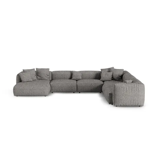 Boucle Modular Right Corner Sofa, "Martina", 6 Seats, 420x330x75, Graphite