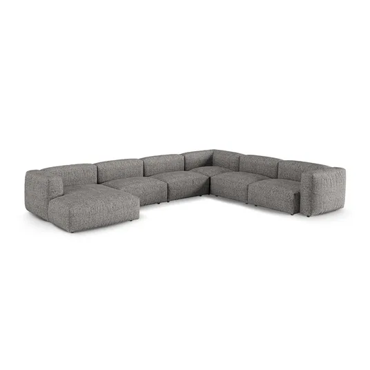 Boucle Modular Right Corner Sofa, "Martina", 6 Seats, 420x330x75, Graphite