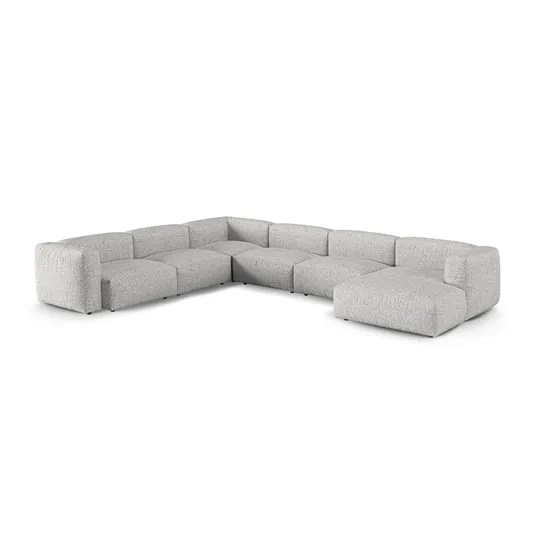 Boucle Modular Left Corner Sofa, "Martina", 6 Seats, 420x330x75, Silver