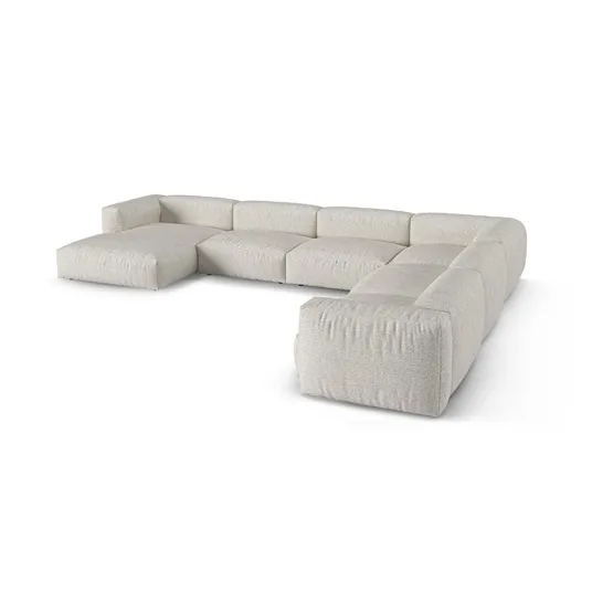 Boucle Modular Right Corner Sofa, "Martina", 6 Seats, 420x330x75, Grey Beige Melange