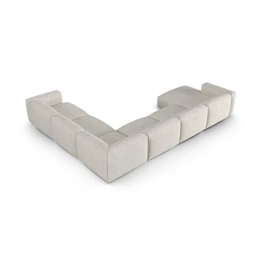 Boucle Modular Right Corner Sofa, "Martina", 6 Seats, 420x330x75, Grey Beige Melange