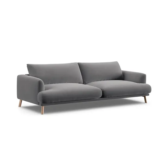 Velvet Sofa, "Naomi", 4 Seats, 230x95x75, Grey
