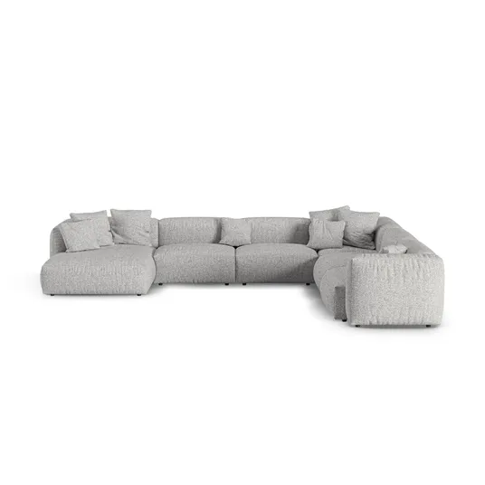 Boucle Modular Right Corner Sofa, "Martina", 6 Seats, 420x330x75, Silver