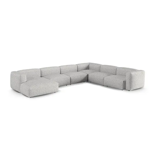 Boucle Modular Right Corner Sofa, "Martina", 6 Seats, 420x330x75, Silver