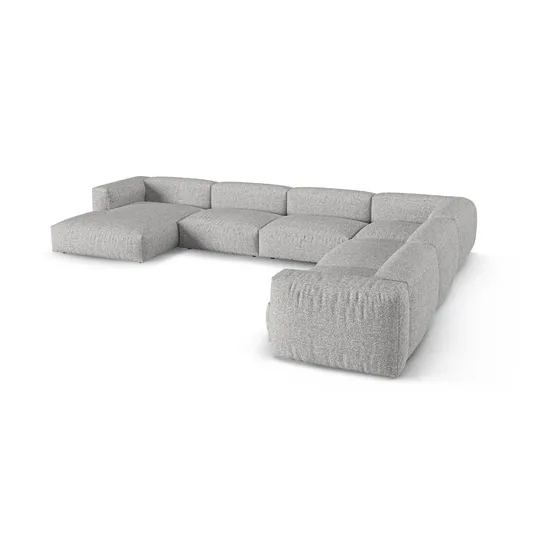 Boucle Modular Right Corner Sofa, "Martina", 6 Seats, 420x330x75, Silver