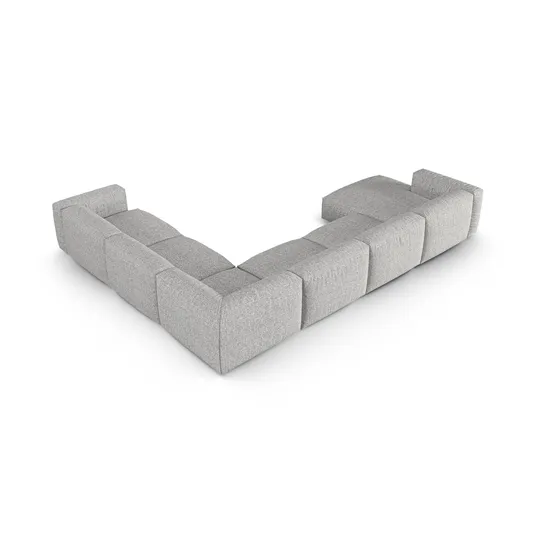 Boucle Modular Right Corner Sofa, "Martina", 6 Seats, 420x330x75, Silver
