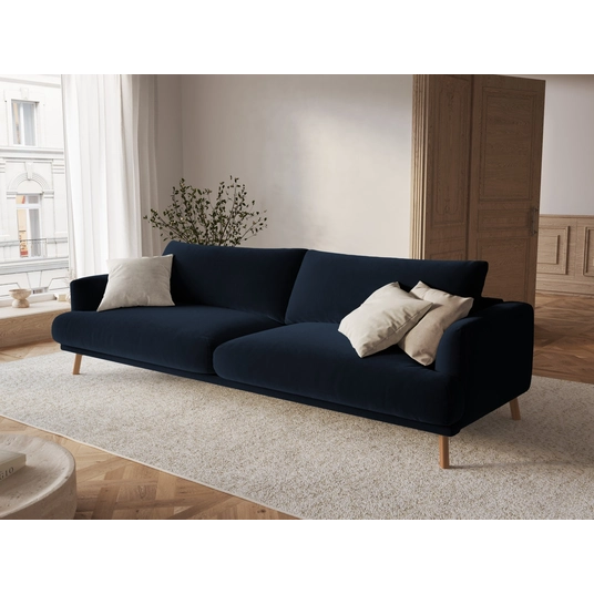 Velvet Sofa, "Naomi", 4 Seats, 230x95x75, Royal Blue