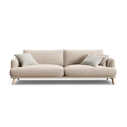 Velvet Sofa, "Naomi", 4 Seats, 230x95x75, Beige