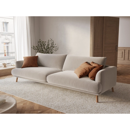 Velvet Sofa, "Naomi", 4 Seats, 230x95x75, Beige