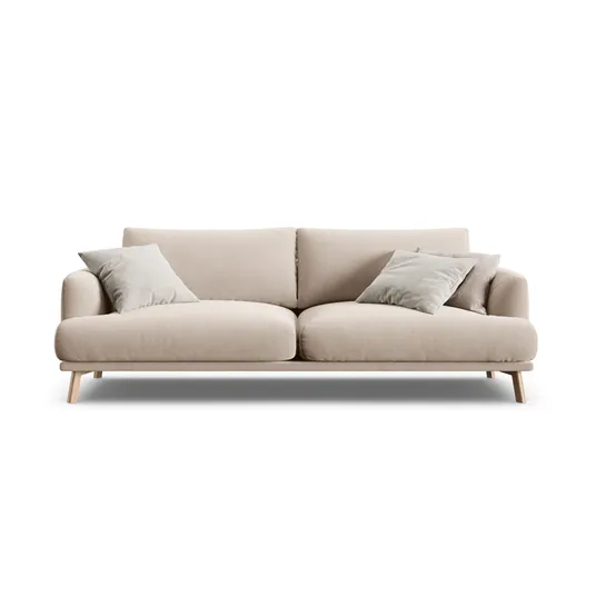 Velvet Sofa, "Naomi", 3 Seats, 200x95x75, Beige