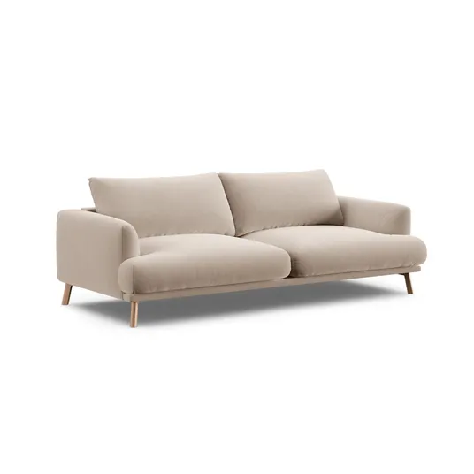 Velvet Sofa, "Naomi", 3 Seats, 200x95x75, Beige