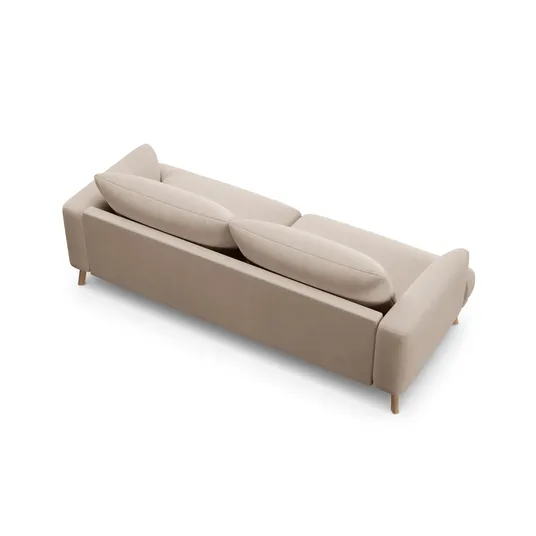 Velvet Sofa, "Naomi", 3 Seats, 200x95x75, Beige
