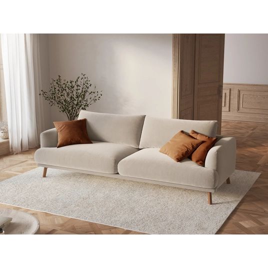 Velvet Sofa, "Naomi", 3 Seats, 200x95x75, Beige