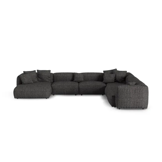 Boucle Modular Right Corner Sofa, "Martina", 6 Seats, 420x330x75, Anthracite
