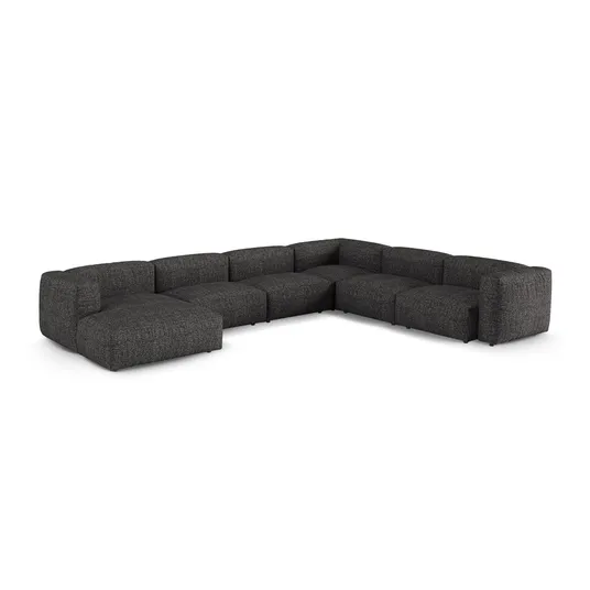 Boucle Modular Right Corner Sofa, "Martina", 6 Seats, 420x330x75, Anthracite
