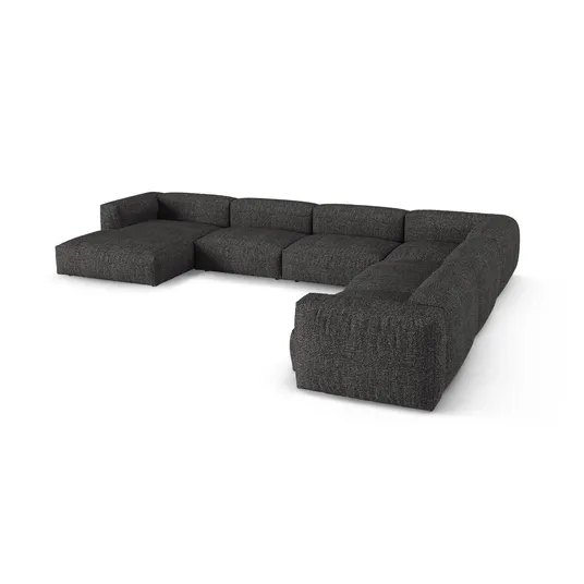 Boucle Modular Right Corner Sofa, "Martina", 6 Seats, 420x330x75, Anthracite