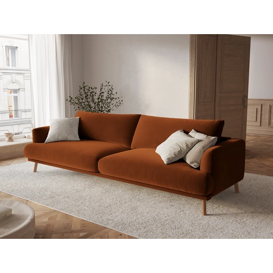 Velvet Sofa, "Naomi", 4 Seats, 230x95x75, Terracotta