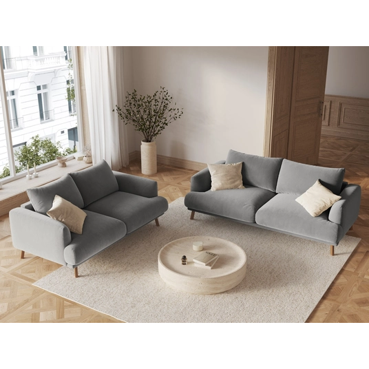 Velvet Sofa, "Naomi", 2 Seats, 170x95x75, Grey